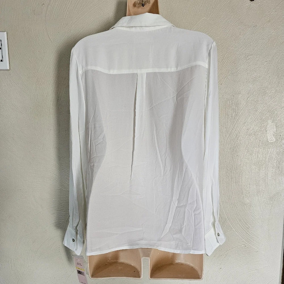 Nanette Lepore Cannoli Cream Chiffon Button Down Blouse Size Women's Medium NEW - Picture 5 of 14